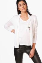 Boohoo Jessica Edge To Edge Fine Knit Cardigan White