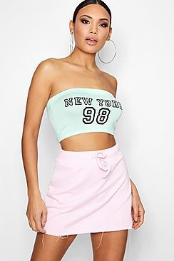 Boohoo Varsity Printed Bandeau