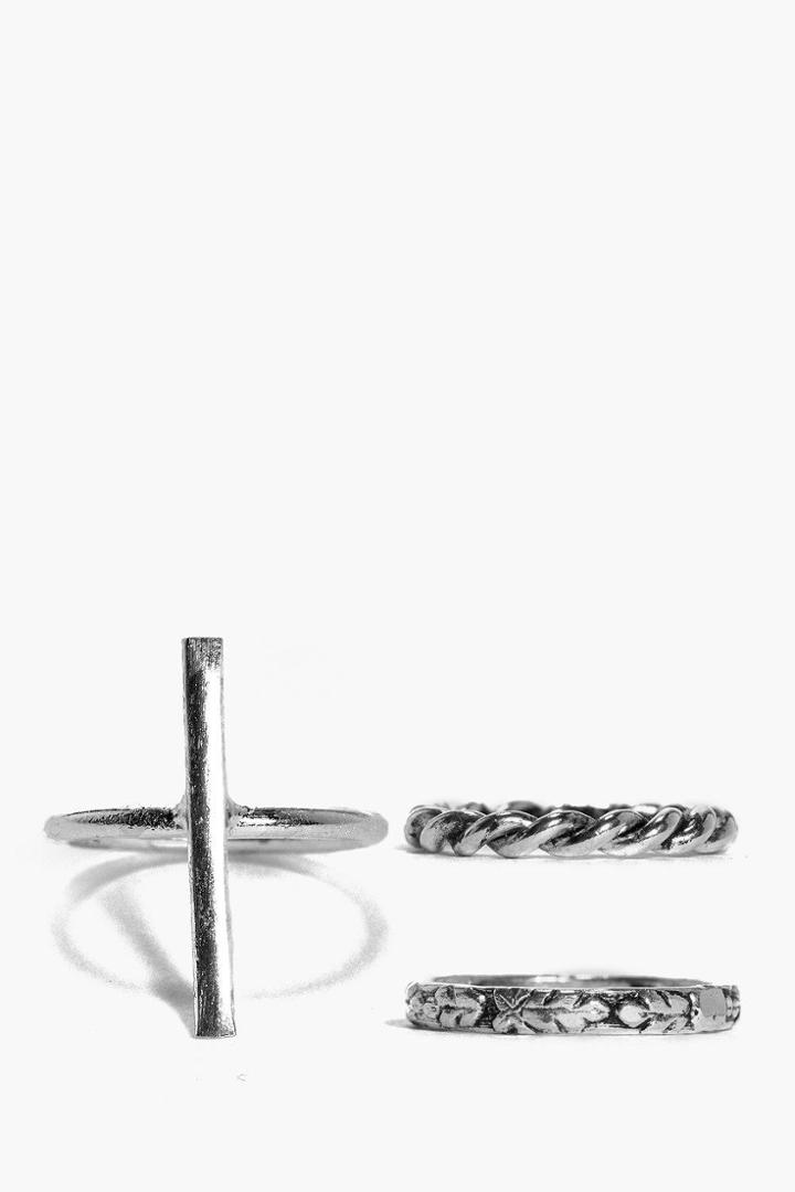 Boohoo Florence Set Of 3 Mixed Rings Multi