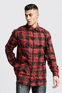 Boohoo Bleached Loose Fit Check Shirt
