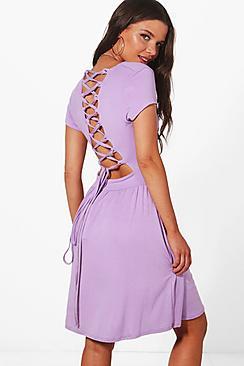 Boohoo Indi Strappy Back Skater Dress