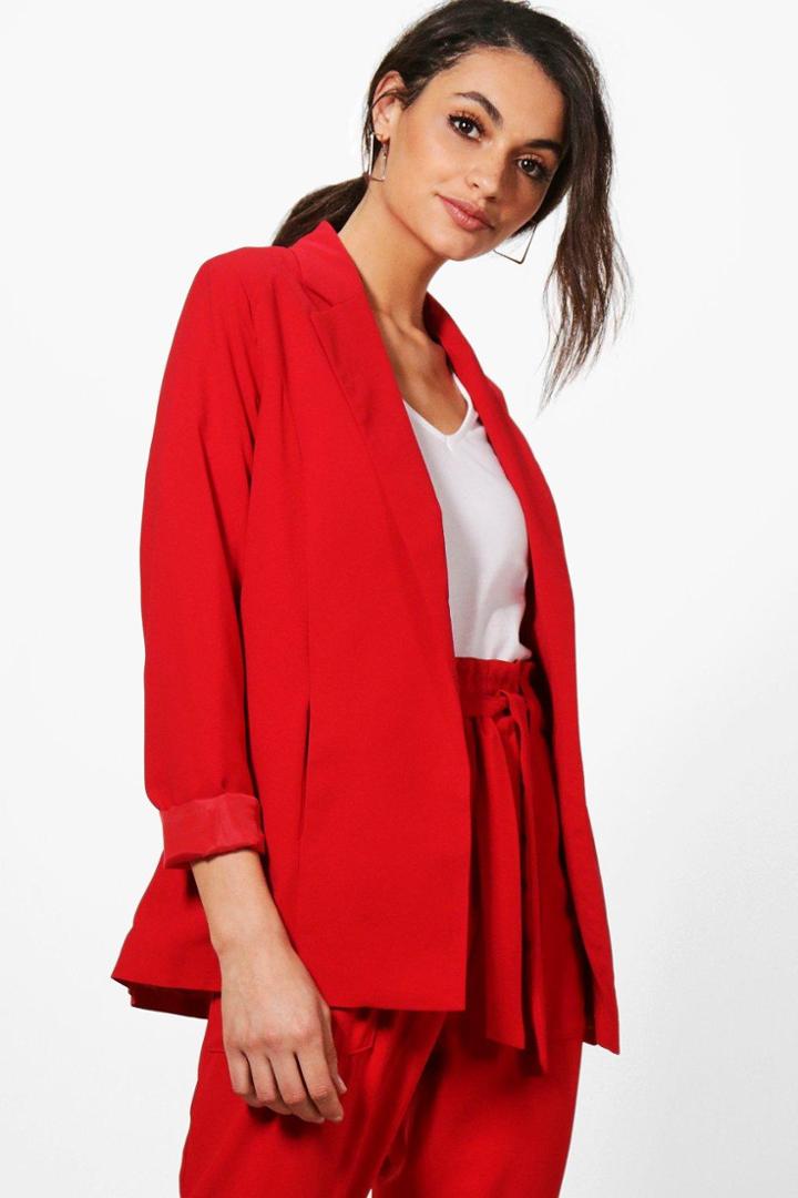 Boohoo Violet Premium Tailored Blazer Red