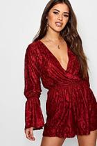 Boohoo Petite Patented Mesh Wrap Playsuit