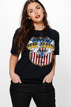 Boohoo Plus Naomi Printed Band Tee