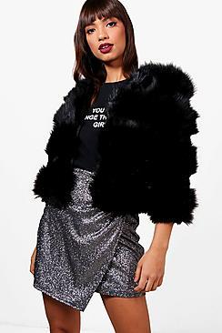 Boohoo Blake Boutique Panelled Faux Fur Coat