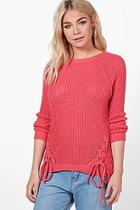 Boohoo Karina Lace Up Detail Jumper