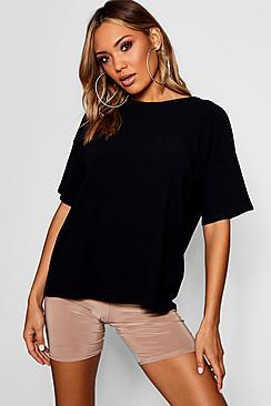 Boohoo Sarah Oversized Boxy Rib Knit T-shirt