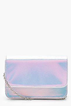 Boohoo Erin Silver Holographic Cross Body Bag
