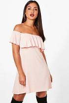 Boohoo Frill Detail Off The Shoulder Swing Dress