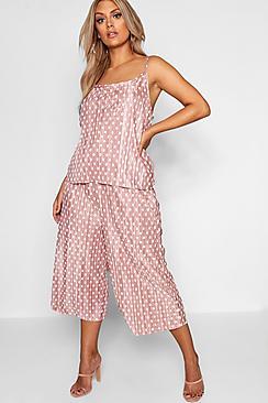 Boohoo Plus Metallic Polka Dot Culotte Trouser