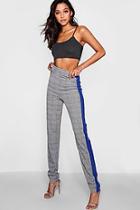 Boohoo Tall Tammy Sports Stripe Check Peg Trousers