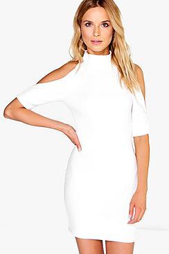 Boohoo Liv Open Shoulder Bodycon Dress