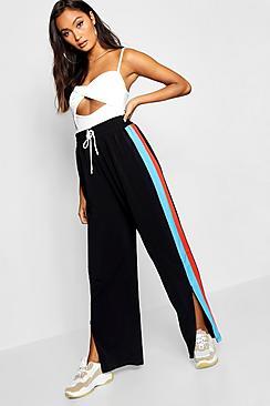 Boohoo Sports Stripe Wide Leg Trouser