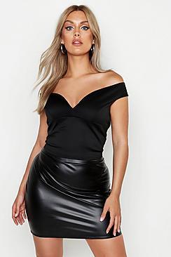 Boohoo Plus Sweat Heart Off Shoulder Top