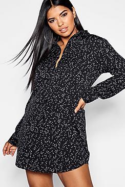 Boohoo Plus Spotty Shirt Dress