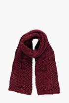 Boohoo Cable Knit Scarf Burgundy