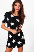 Boohoo Elsa Star Print Lounge Tee & Short Set