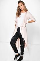 Boohoo Bella Waterfall Midi Duster Nude