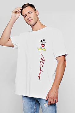 Boohoo Disney Mickey Signature Oversized T-shirt