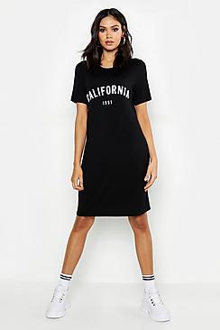 Boohoo Tall California 1991 Slogan T-shirt Dress