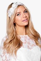 Boohoo Abbie Bridal Vintage Floral Headband White
