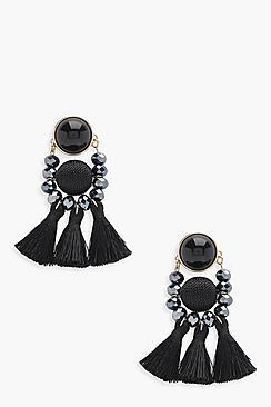 Boohoo Morgan Bead And Tassel Statement Earring