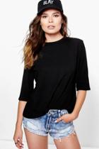Boohoo Niamh Textured Fabric Premium T-shirt Black