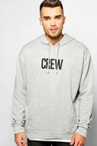 Boohoo Oversized Crew Print Hoodie Grey