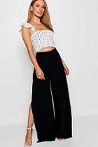 Boohoo Petite Mollie Tie Waisted Straight Leg Chiffon Trouser