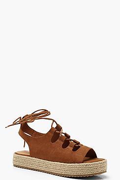 Boohoo Lace Up Espadrille Flatforms