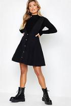 Boohoo Plunge Front Button Skater Dress