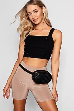 Boohoo Chelsey Button Detail Square Neck Crop