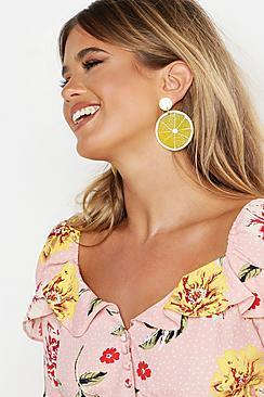 Boohoo Lemon Resin Earrings