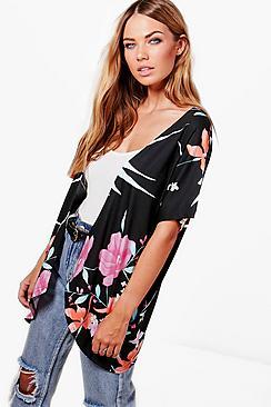 Boohoo Jennifer Tropical Print Kimono