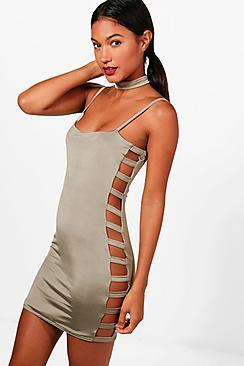 Boohoo Sia Slinky Ladder Side Choker Bodycon Dress