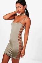 Boohoo Sia Slinky Ladder Side Choker Bodycon Dress