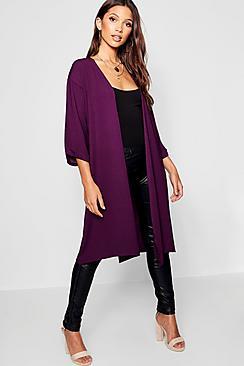 Boohoo Textured Woven Belted Midi Kimono
