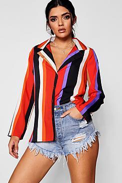 Boohoo Lucy Mixed Multi Stripe Pyjama Shirt