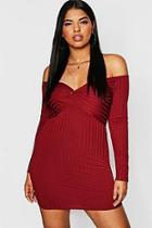 Boohoo Plus Ribbed Knot Front Bodycon Dress