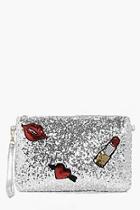 Boohoo Scarlet Sequin Patch Detail Clutch Bag