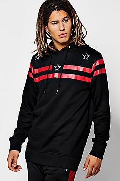 Boohoo Stripe And Star Over The Head Hoodie