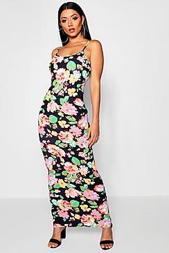 Boohoo Neon Tropical Maxi Dress
