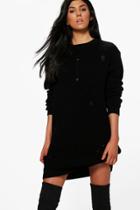 Boohoo Milly Distressed Jumper Dress Black