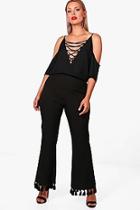 Boohoo Plus Morgan Tassel Hem Woven Tailored Trouser