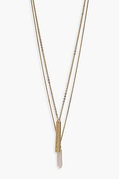 Boohoo Semi-precious Rose Quartz Layered Necklace