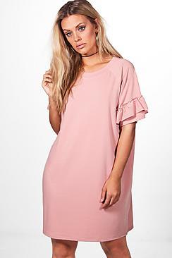 Boohoo Plus Katy Frill Detail T-shirt Dress