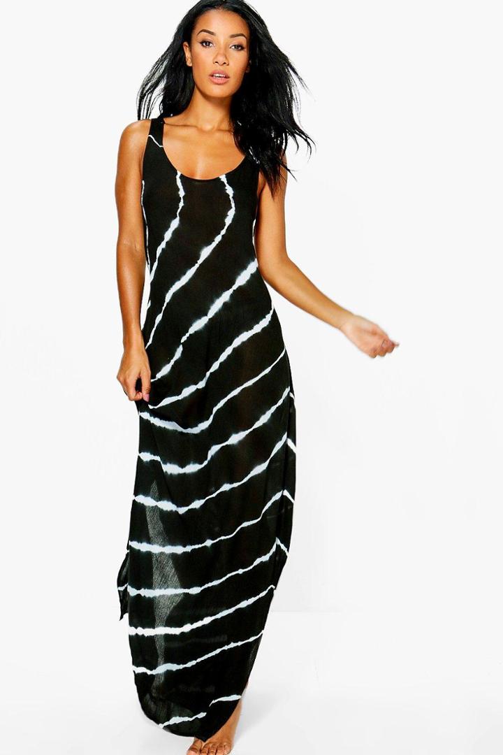 Boohoo Imogen Tie Dye Maxi Beach Dress Black