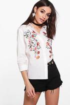 Boohoo Avery Boutique Embroidered Dipped Back Shirt