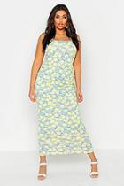 Boohoo Plus Lemon Print Ruffle Detail Maxi Dress