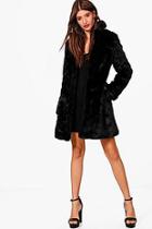Boohoo Elsie Boutique Rever Collar Faux Fur Coat